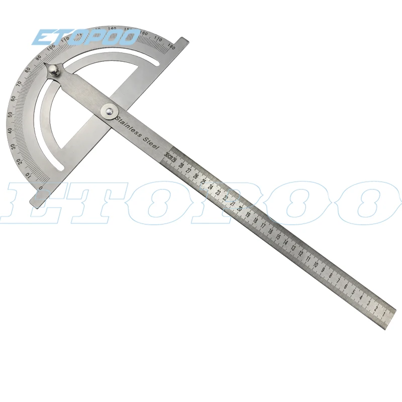 300mm 12inch 30cm 15cm 0-180 degree steel Protractor Goniometer Round Head Stainless Steel General Angle Ruler