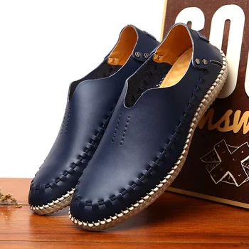 

2020 New Summer Men's Leather Shoes Mesh Hollow Breathable Casual Shoes Hand-stitched Soft Leather Formal shoes driving Shoes