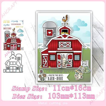 

Farm house Stamp and Metal Cutting Dies DIY Scrapbooking for Photo Album Decorative Embossing Silicone Clear Stamps 2020