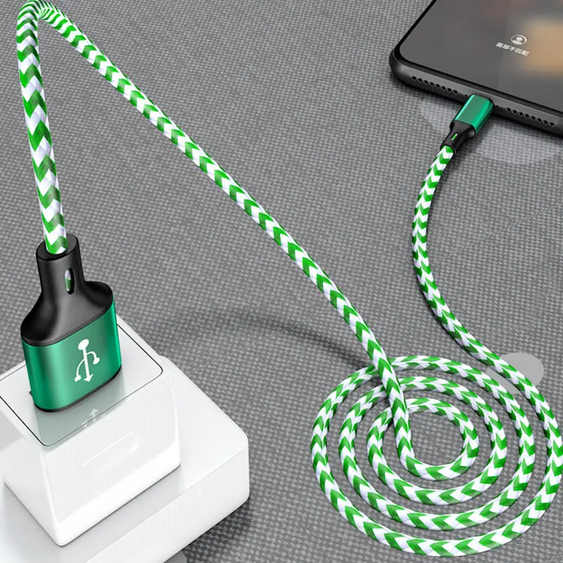 Кабель Micro USB для быстрой зарядки для Xiaomi samsung Huawei, OPPO нейлоновый провод Android зарядное устройство для мобильного телефона нейлоновый кабель для передачи данных Microusb - Цвет: Green