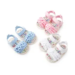 Сандалии для девочек Летняя детская обувь для девочек хлопковые детские сандалии для девочек с цветочным рисунком для новорожденных
