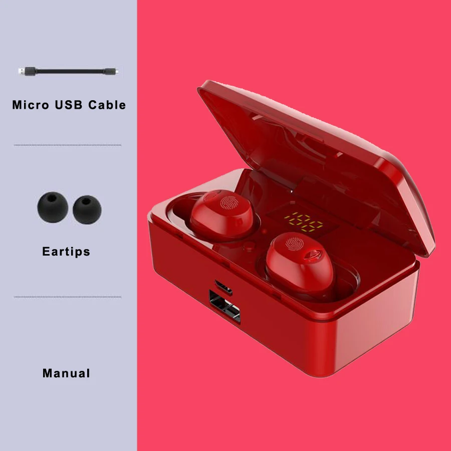 G10 TWS Touch беспроводные наушники блютуз наушники с микрофоном HiFi стерео Басс Игровые наушники для iphone Android телефон - Цвет: red