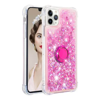 

Ring Stand Case For iPhone 11 Pro Max SE 2020 X XR 8 7 6 Plus Bling Glitter Liquid Quicksand Water Sequins Shell Cover