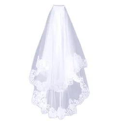 New Style Wedding Accessories Two Layers Lace Edge White Black Wedding Veils Bridal Veil With Comb