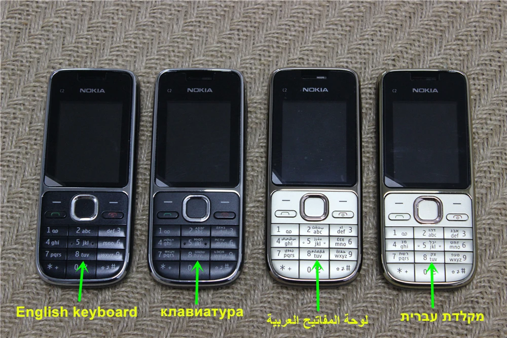 C2-01 разблокированный Nokia C2-01 1020mAh 3.15MP 3g Поддержка русской клавиатуры и аракбической клавиатуры и иврит клавиатуры мобильного телефона