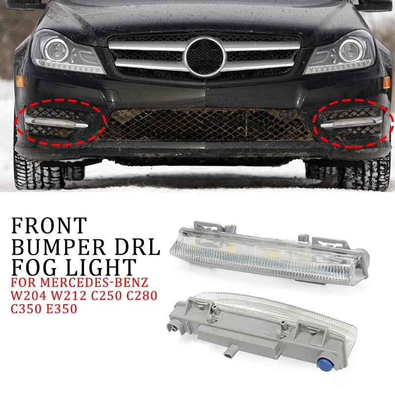 

pcmos 2Pcs Signal Lamp Front Bumper DRL Fog Light For Mercedes-Benz C Class W204 W212 C250 C280 C350 E350 SLK250 Car Day Light