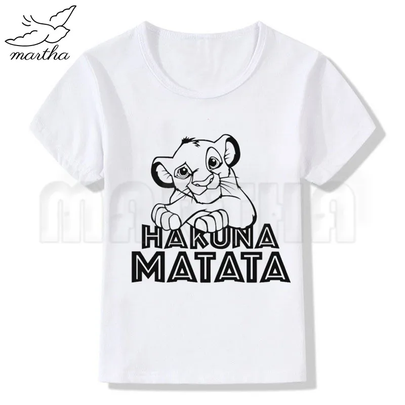 Hakuna Matata/забавная Футболка с принтом Футболки для мальчиков детская футболка с короткими рукавами детские футболки с принтом Hakuna Matata детская одежда