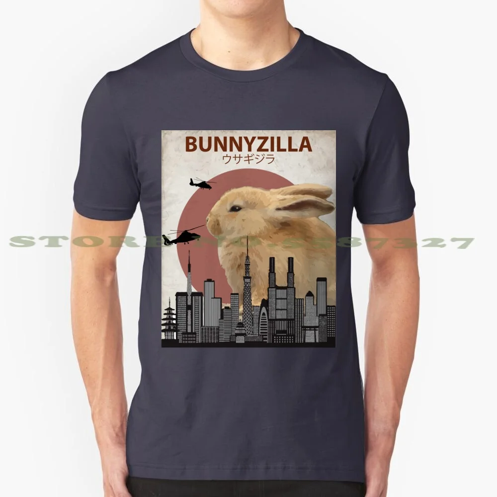 Bunnyzilla-гигантский кролик черно-белая футболка для мужчин и женщин Usagi японское