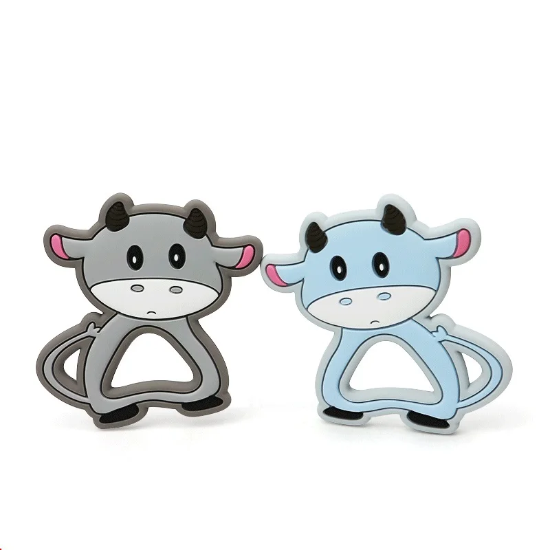 

BPA Free 10pcs/lot Cow Silicone Baby Teether rodent Baby Teething Toys Chewable Animal Shape Baby Products Nursing Gift
