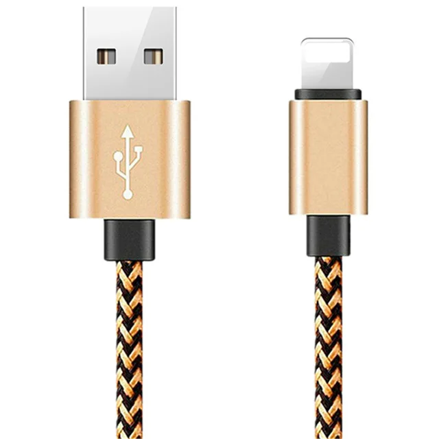 8-контактный usb-кабель для передачи данных(синхронизации) и зарядки для зарядки, Нейлоновый, в оплетке кабель для передачи данных для iPhone 11 5 5S 5C 6, 6 S, 7, 8plus X XR XS Max кабель для быстрой зарядки провода 1 м 2 м 3 м - Цвет: Золотой