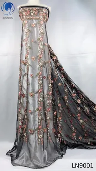 

Beautifical african lace fabrics 2018 Latest style nigerian net lace fabric with beads/stones elegant embroidery tulle lace LN90