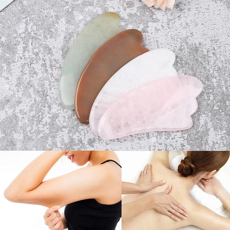 Jade Guasha Board Natural Ice Stone Scrapping Plate Gua Sha Tools For Face Neck Back Body Acupuncture Health Care Massage Tools