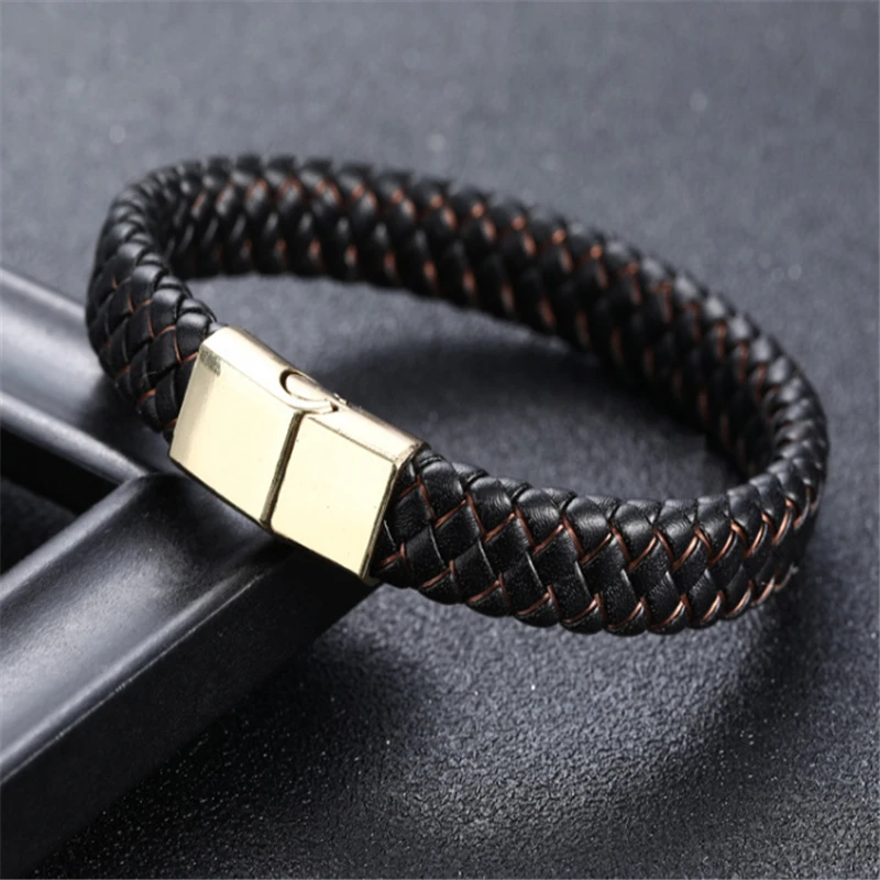 ZOSHI Classic Genuine Leather Bracelet For Men Hand Charm Jewelry Multilayer Male Bracelet Handmade Gift For Cool Boys 26
