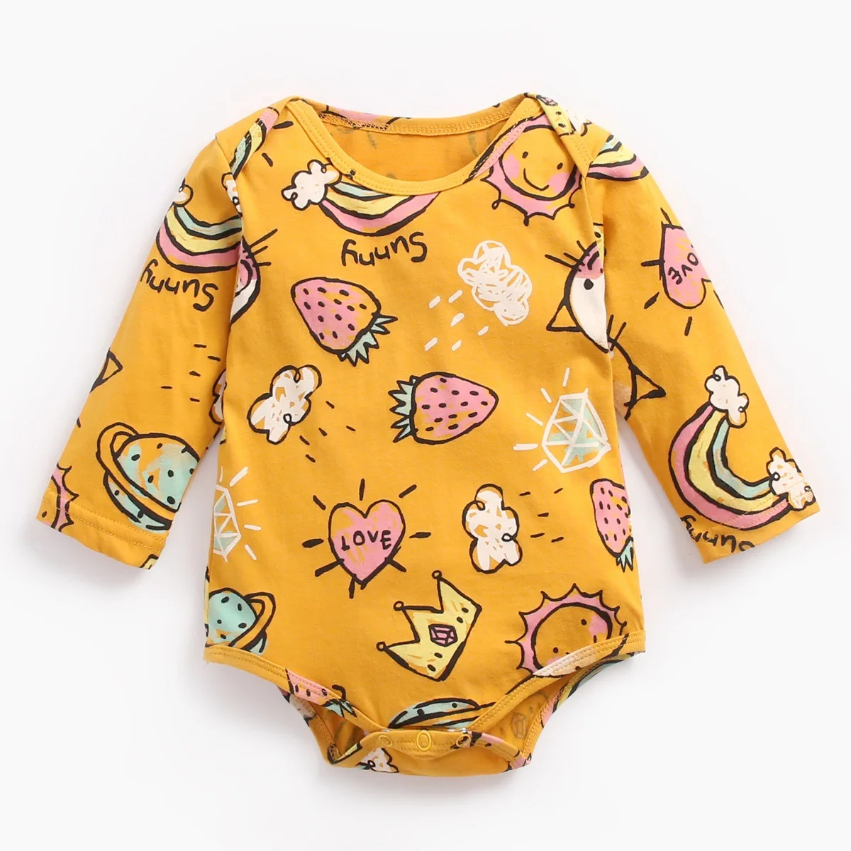 Милый комбинезон с принтом животных для новорожденных; сезон осень-весна; брендовый комбинезон с длинными рукавами для маленьких девочек и мальчиков - Цвет: Цвет: желтый