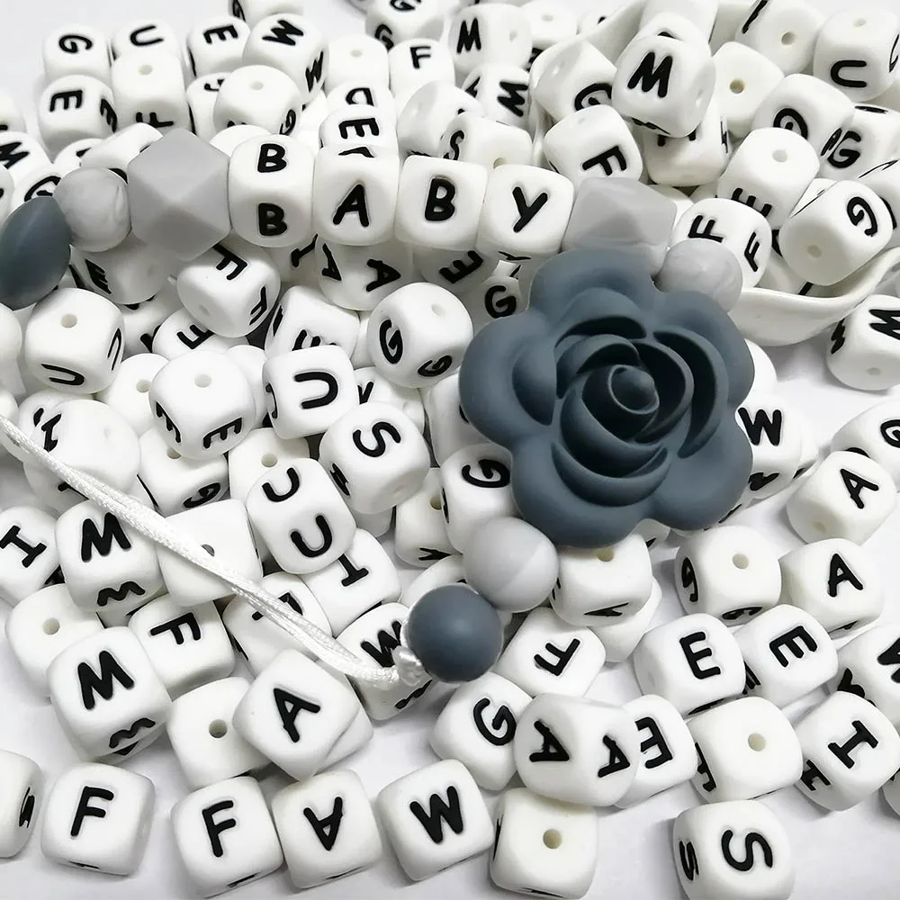 Teething toys baby teething toys silicone teething toys silicone beads silicone letters beads silicone teething beads silicone teether 10pcs 12mm Letter Silicone Beads English Alphabe Beads Food Grade Silicone Chewing DIY Baby Teething Toys Pendant