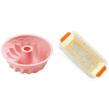 

2Pcs Silicone Toast Bread Cake Mold Baking Pan & 1Pcs 6 Inch Bakeware Kitchen Cake Pans Mold Bread Pans Savarin Mold