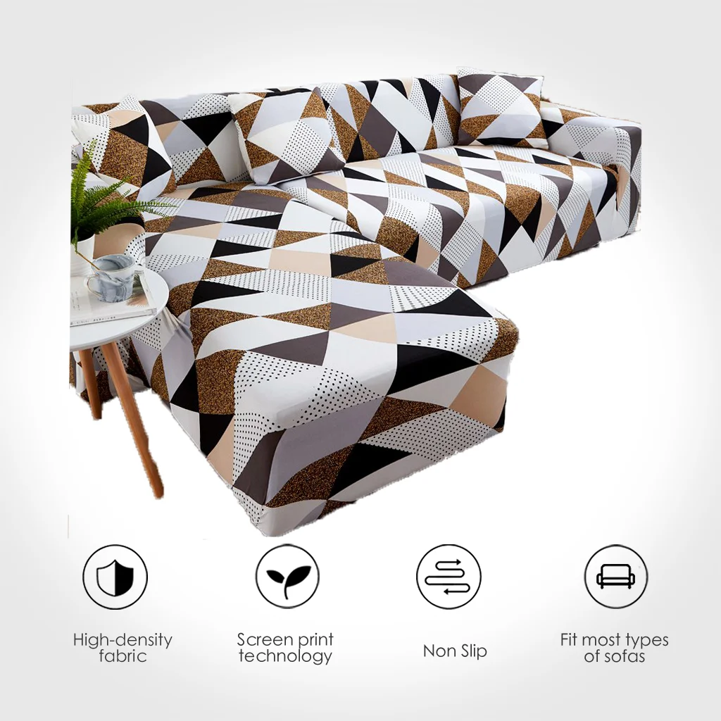 Sofa-Covers Stretch Living-Room Geometric Sectional Couch Plaid 1/2/3/4-seater for 1/2pieces