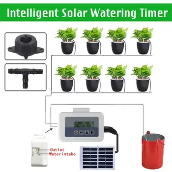 

LCD Controller Solor Automatic Watering Timer Irrigation System Greenhouse Plant Kit for Flowers Plants Bonsai Intelligent Care