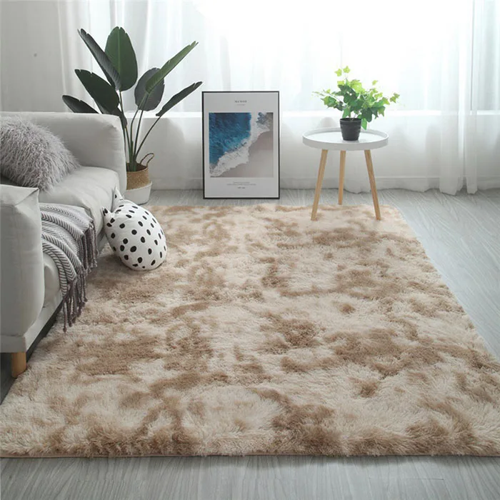 Gradient Solid Carpet Thick Rugs Non-slip Mat Bathroom Area rug for Living Room Soft Fluffy Child Bedroom Mats Carpets alfombra - Цвет: khaki