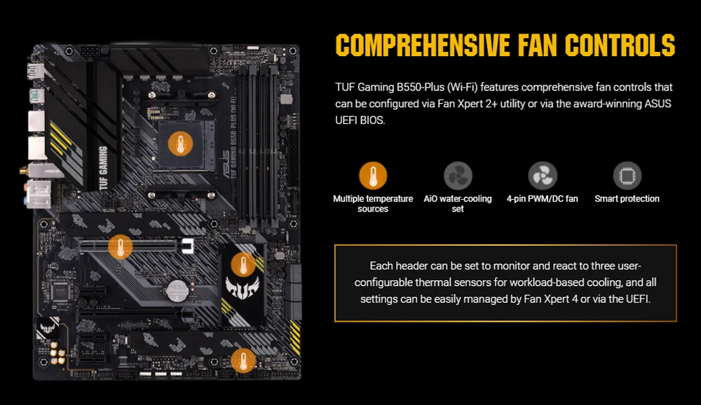 ASUS TUF Gaming B550 PLUS WiFi AMD AM4 Zen 3 Ryzen 5000 3rd Gen Ryzen 