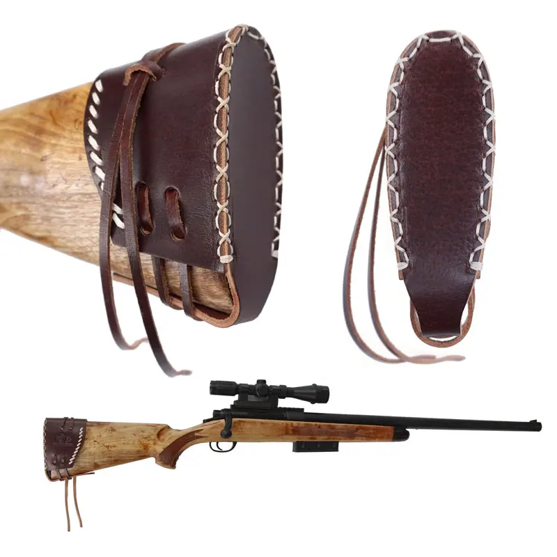 Тактические принадлежности для охотничьего ружья ручной работы, кожаная накладка без шнуровки, регулируемый кружевной наплечный Универсальный приклад для дробовика