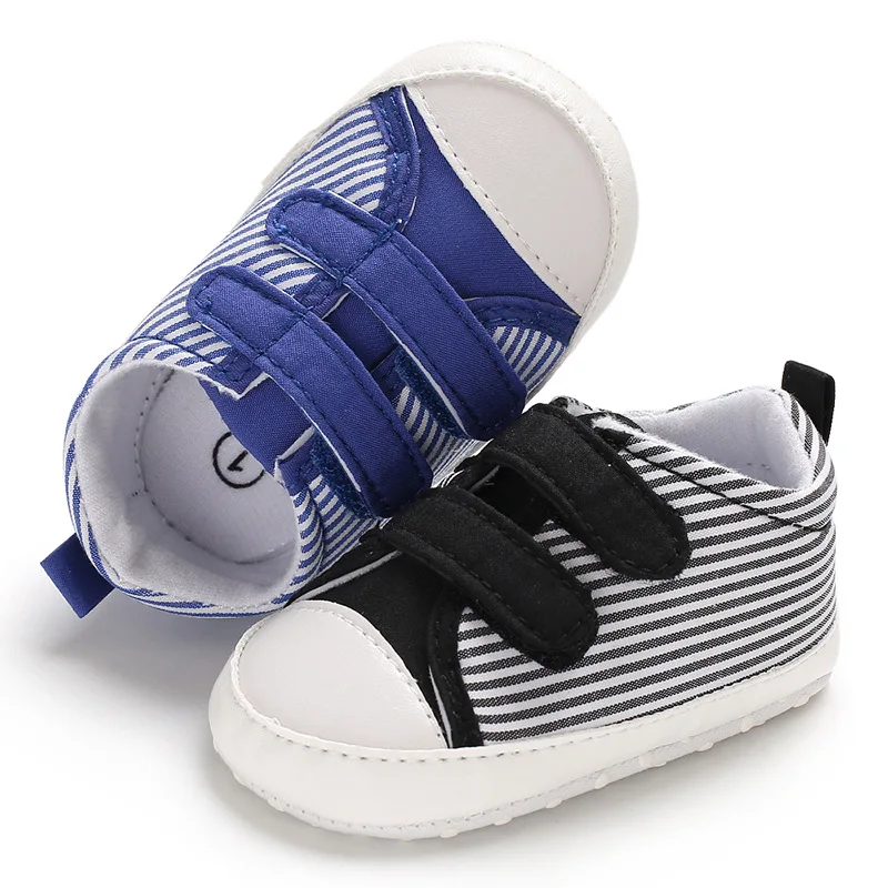 

BABY'S Shoes 0-1-Year-Old Spring And Autumn New Style Male Baby Shoes Soft Bottom Stripes Canvas Casual Learner Shoes