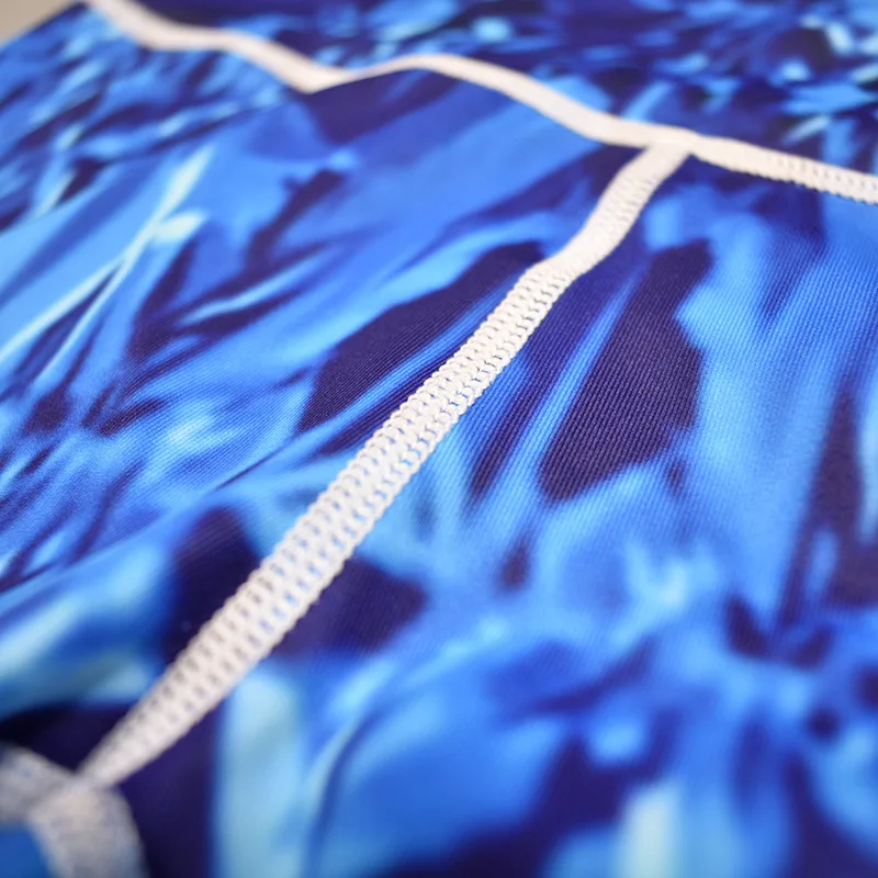 New Blue and White Gradient Digital Printing Sports Pants Ladies High Elastic Breathable Body Sports Fitness Pants