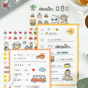 

Mohamm Glittering Life Cute Cartoon Stickers and Plan List Notepad Set Stationary Scrapbooking Gift Girl School Supplies