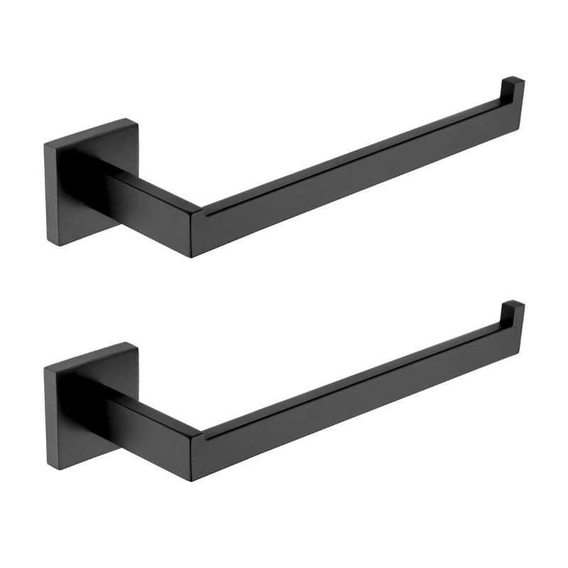2 pcs SUS 304 Stainless Steel Matte Black Wall Mounted Towel Bar Towel Rack Towel Ring Hook Bathroom Accessories - Цвет: 2 pcs