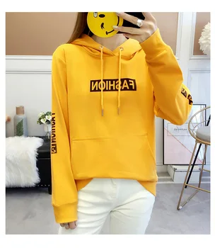 

2020 new ladies spring and autumn thin section hooded pullover sweatshirt student casual letter printing girl fresh sweatshirt