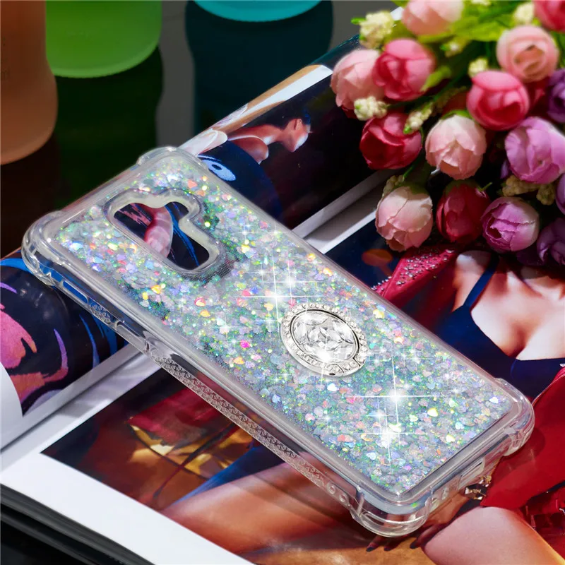 Алмазный чехол для телефона с кольцом на палец для samsung Galaxy A6+/A6 Plus()/J8 противоударный мягкий силиконовый защитный чехол