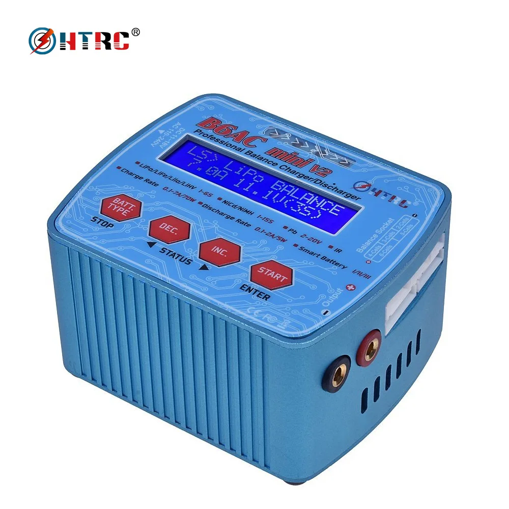 HTRC imax B6AC Mini V2 Цифровой Радиоуправляемый баланс зарядное устройство Dis 80 Вт 7A