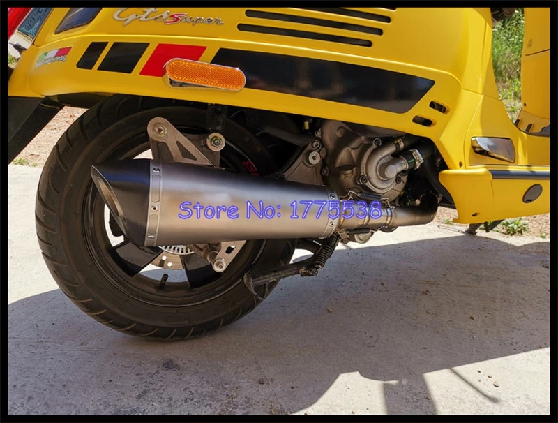 Titanium Alloy for Vespa GTS300 Motorcycle Exhaust Muffler System Link Pipe Carbon Fiber Exhaust for Vespa GTS300 Escape Motos - Image 5