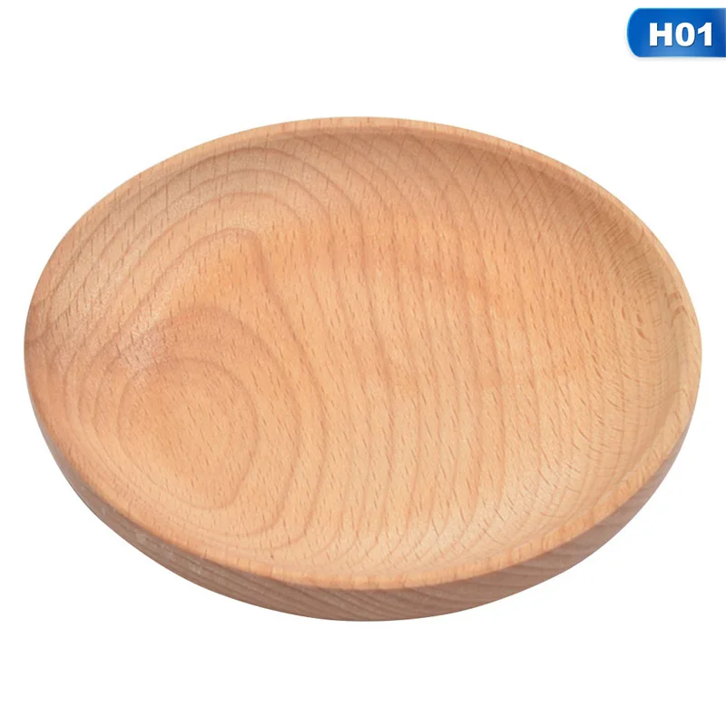 Eco-friendly Snack Plate Round Wooden Cake Fruits Dish Room Dessert Service Tray Wood Sushi Board Party Tableware - Цвет: 01