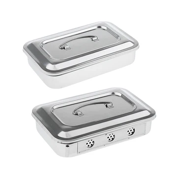 

Stainless Steel Container Organizer Box Instrument Tray To Storage Box With Lid Tools Cans - 9 inch