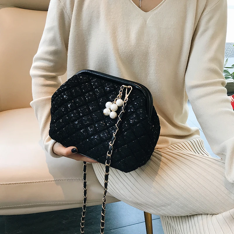 Черный женский клатч с блестками вечерняя сумка кружевным цветком маленькие