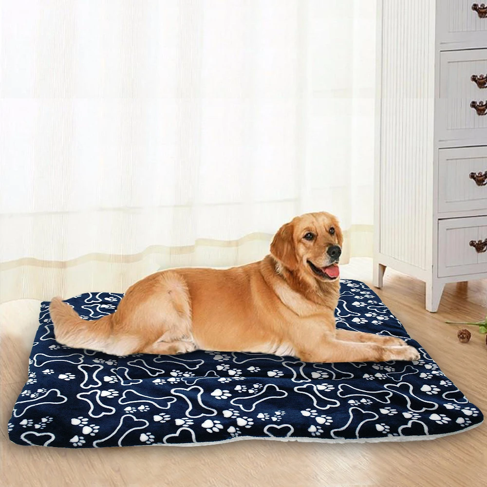 

Dog Bed Mat Pet Cat House Blanket Puppy Beds Kitten Kennel Paw Fish Print Warm For Chihuahua Pug Small Medium Large Dogs