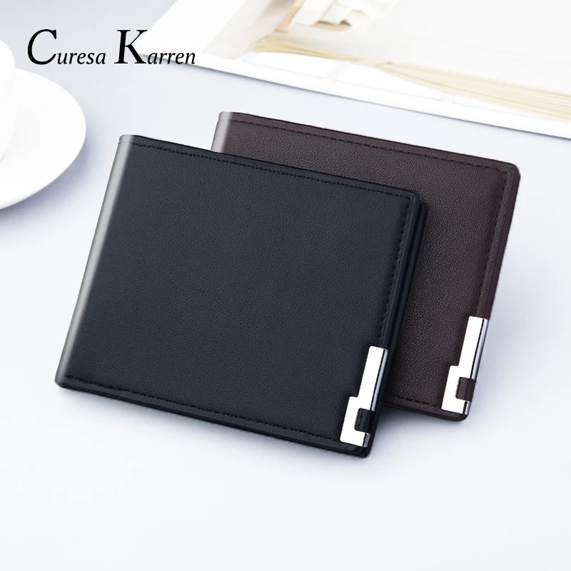 

Best selling new men short wallets Brown Bifold Wallet Blocking card Wallets card package cross section trend wallet for men