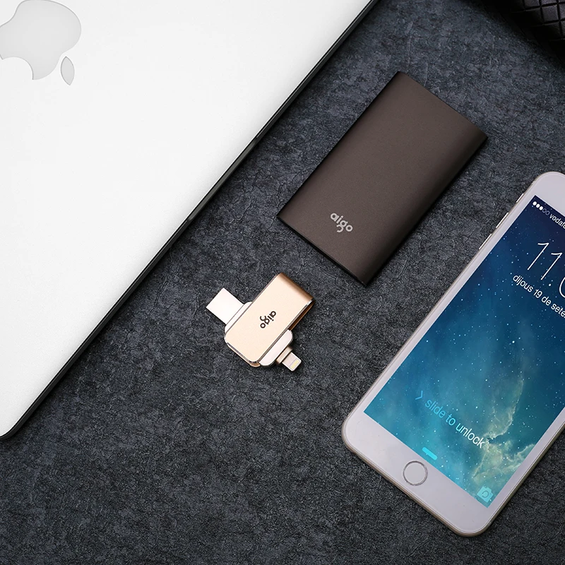 Aigo 128G 360 ° вращающийся высокоскоростной металлический usb 3 0 для iphone ipad двойной
