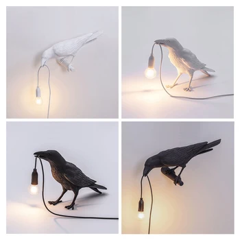

Modern Resin Crow Desk Lamp Nordic Designer LED Little Bird Led Table Lamps for Study Bedroom Home Decor Art Light Fixtures