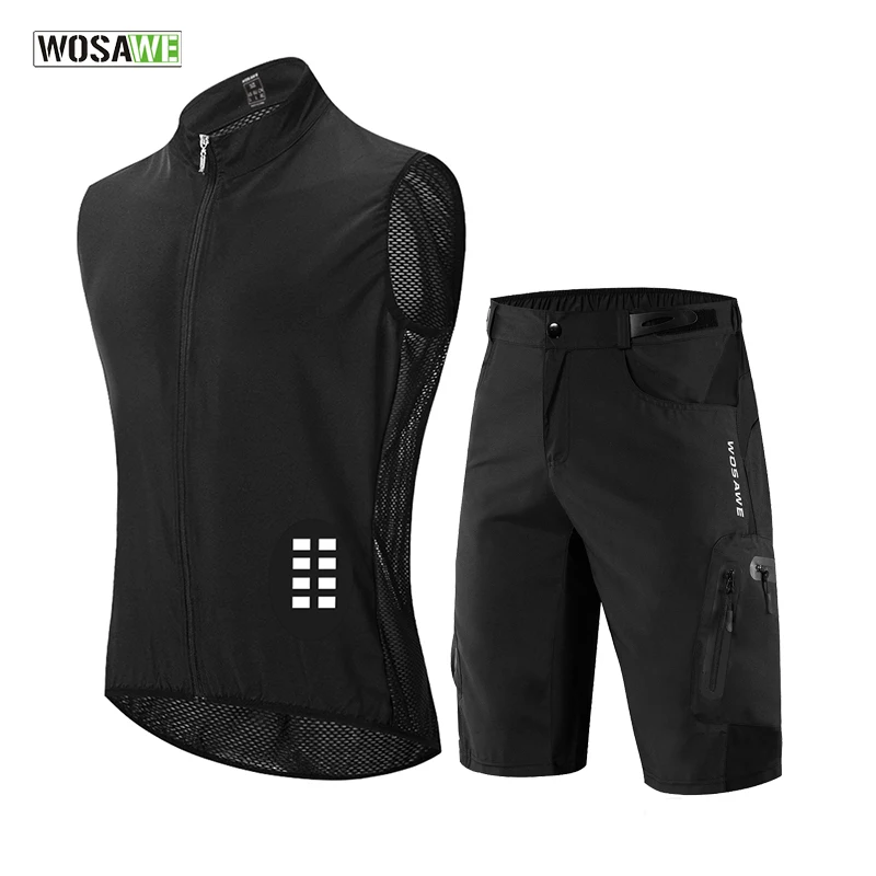 WOSAWE Мужская велосипедная майка короткий комплект жилет велосипедные шорты