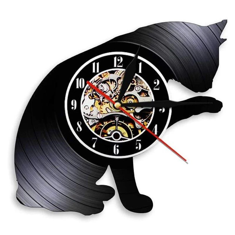 Кот мяу винтажные виниловые настенные часы современный дизайн Кошачий магазин декоративные 3D настенные домашние декоративные часы 12 дюймов