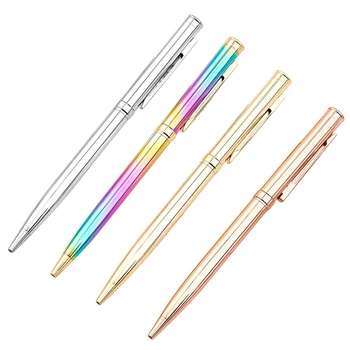 

Metal Ballpoint Pen Stainless Steel Rotating Ball Pen for School Office Bright Writing Point 1.0mm 4 in 1