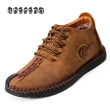 Мужские ботинки высокого качества из спилок; зимние сапоги из кожи; Мужская обувь; теплая плюшевая зимняя обувь; большие размеры 38-48