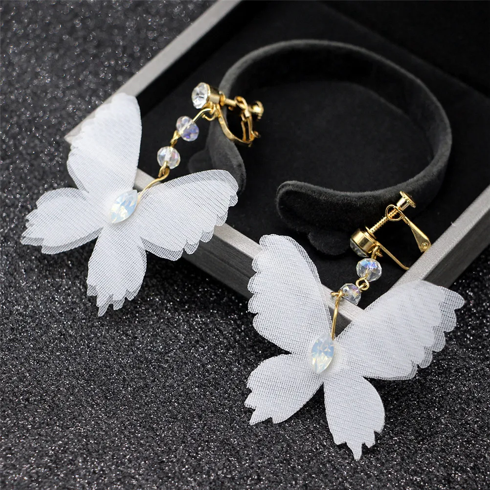 White Butterfly Long Earrings For Women Party Holiday Elegant Lace AB Earrings 2018 Summer Fashion Jewelry