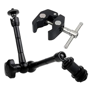 

7 Inch Magic Arm Set Universal Stable Crab Clip Black Multifunction Friction Articulating Camera Accessory Easy Apply Anti-slip