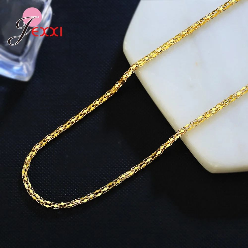 

Yellow Gold Filled Men Women Necklace Hip Hop Jewelry Punk Cuban Link Chain Punk Rock Party Male 18KGF Collar 2mm 16-24 Inch