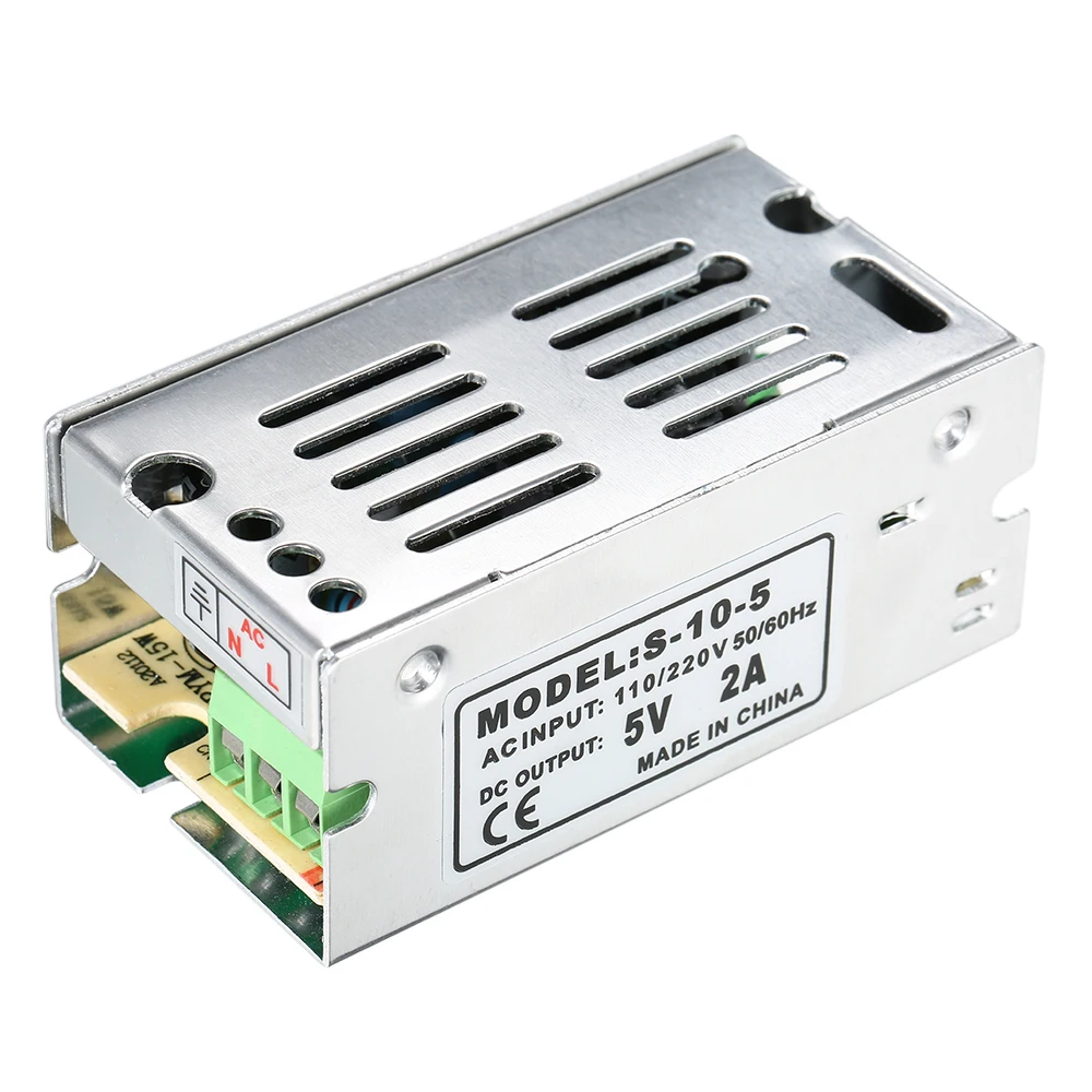 

AC 110V/220V to DC 5V 2A 10W Adjustable Switch Power Supply Voltage Transformer for LED Strip Light