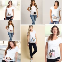 Summer Fashion Pregnant Woman Clothes Maternity Baby Peeking Sweatshirt Funny Zip Print O-Neck Hot Sale Pregnancy Tops Outfits 1