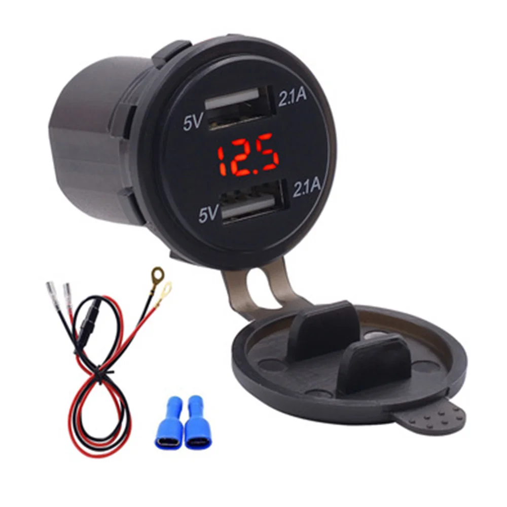 12V/24V 3.4A USB цифровой светодиодный вольтметр Рок Двойной Порт Автомобильная